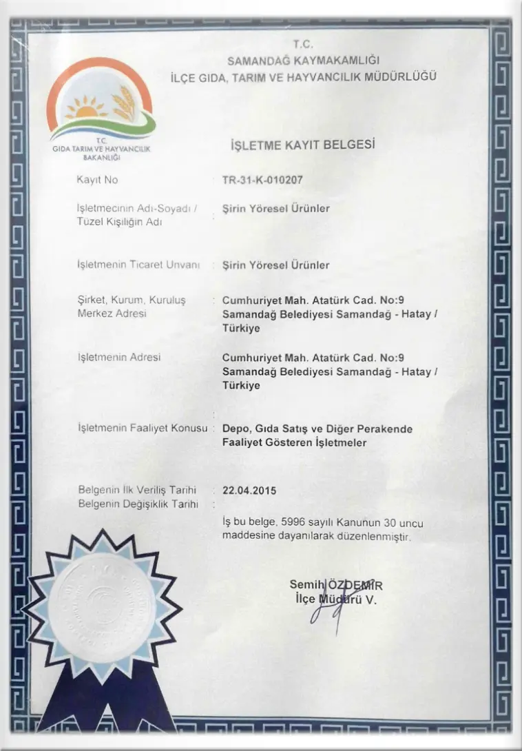 İşletme Kayıt Belgesi